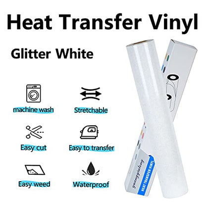 Glitter White Heat Transfer Vinyl HTV Rolls