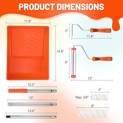 12PCS Paint Roller Kit with Tray