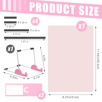 8 Pcs Cross Stitch Accessories and Tools 11.5 x 4.7 Inch Metal Magnet Board Chart Knitting Pattern Holder 2 Bookmark Magnifier with Ruler 1 Bracket 4 Magnet Strips for Crafts Work (8 count)
