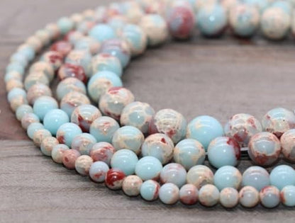 60pcs Adabele Natural Aquamarine Blue Impression Aqua Terra Jasper Gemstone 6mm Round Beads
