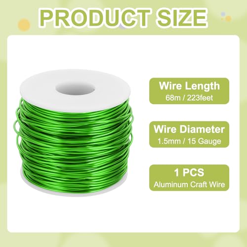 15 Gauge Anodized Aluminum Craft Wire Bendable Bonsai Training Wire 223 Feet 1.5mm for Sculpting Crafts Wreath Floral Beading Jewelry Making