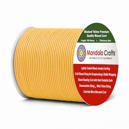 2mm Mustard Yellow Waxed Cord
