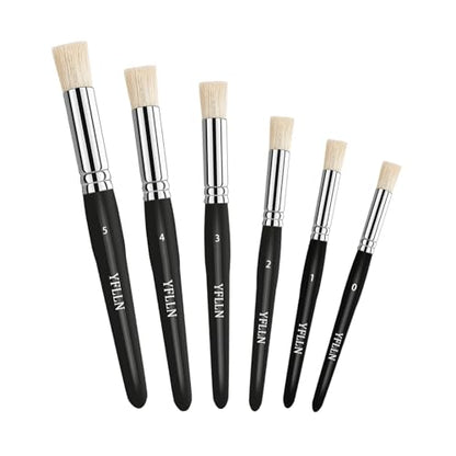 Wooden Stencil Brushes Natural Stencil Bristle Dome Art Painting Brushes Wood Paint Template Brush for Painting On Stencil Projects