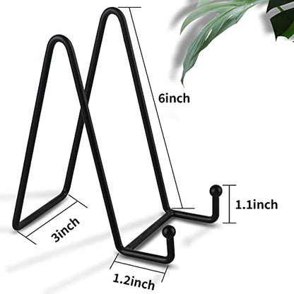 6 Inch 5 Pack Black Metal Display Stands Plate Holder Display Stands for Picture (5 Count)