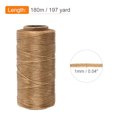 Waxed Thread 197 Yard 1mm 210D Flat Wax Thread Polyester Waxed String for Leather Sewing Hand Weaving Book Binding Home Decoration