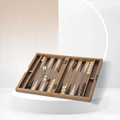 GSE Premium Wooden Magnetic Inlay Backgammon Board Set