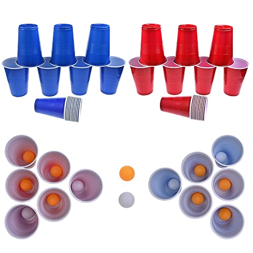 60 Packs 16 Oz Plastic Party Cups Reusable in Red and Blue