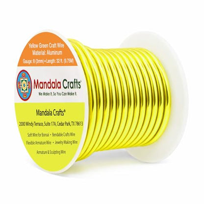 8 Gauge Yellow Green Anodized Aluminum Craft Wire