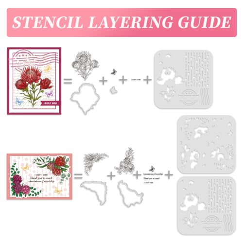 Protea Cynaroides Stamps & Dies & Layering Coloring Stencil Set