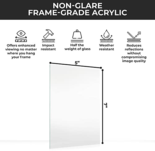 5 x 7 Non Glare Acrylic Replacement Plexiglass for 5x7 Picture Frame