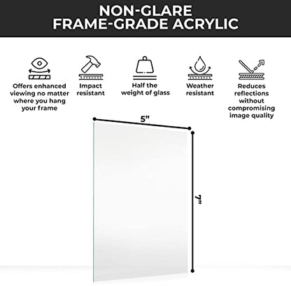 5 x 7 Non Glare Acrylic Replacement Plexiglass for 5x7 Picture Frame