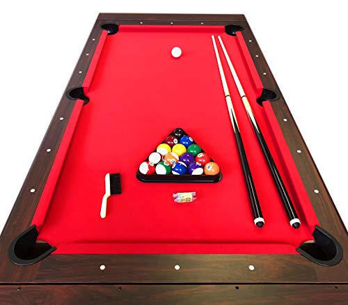 7ft Pool Table Air Hockey 2 in 1 Pool Table Red Felt