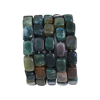 Natural Indian Agate Cuboid Stone Loose Semi Gemstone Beads for Jewelry Making 8mmx12mm 38cm (33 Count)