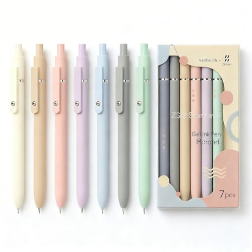 7Pcs Black Ink Gel Pens Smooth Writing Quick Dry Fine Point 0.5 mm (7 Count)