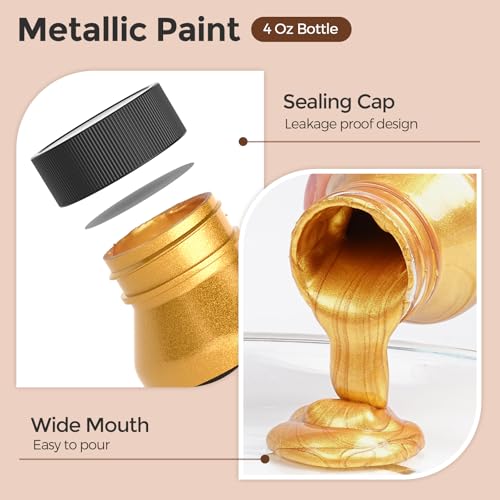 6 Colors Metallic Acrylic Paint Set (24 Fl Oz)
