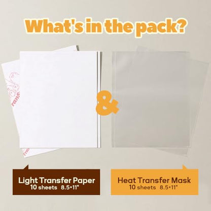 Heat Transfer Mask & Heat Transfer Paper for Light Fabric (20 Count)
