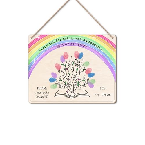 DIY Floral Book Fingerprints Craft Sign Gifts for Daycare PreK Preschool Kindergarten Teachers