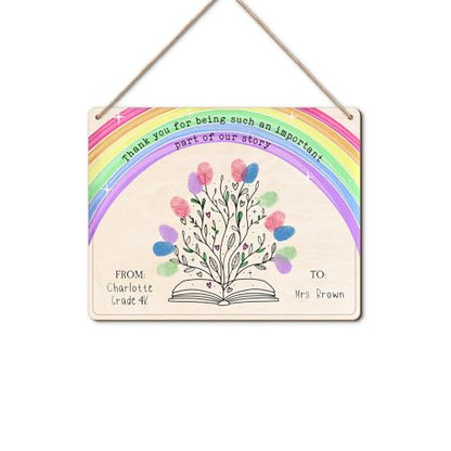 DIY Floral Book Fingerprints Craft Sign Gifts for Daycare PreK Preschool Kindergarten Teachers