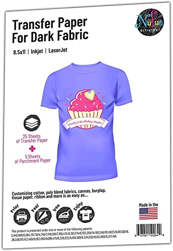 Heat Transfer Paper Dark Fabrics 25 Sheets 8.5x11