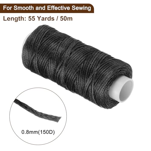 Leather Sewing Waxed Thread 55 Yards 0.8mm Black