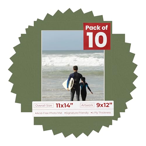Pack of TEN 11x14 Mats Bevel Cut for 9x12 Photos (10 Count)