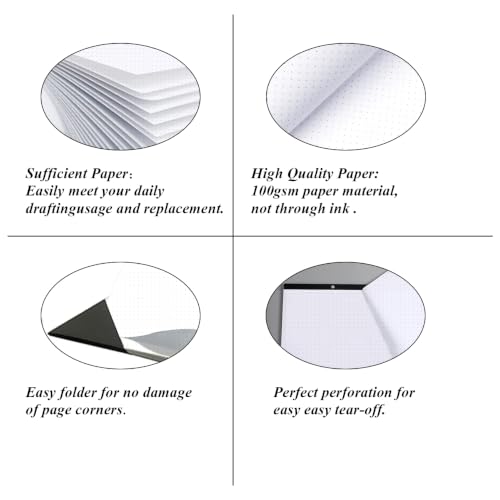 2-Pack) Large Dotted Paper Notepad - 22" x 17" Grid Dot Paper, 100 Sheets/200 Pages, 100 Gsm White Paper Desk Pad for Office/School/Home
