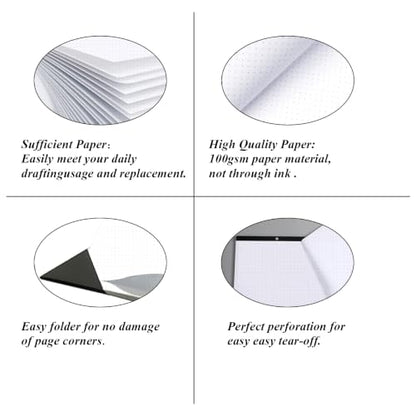 2-Pack) Large Dotted Paper Notepad - 22" x 17" Grid Dot Paper, 100 Sheets/200 Pages, 100 Gsm White Paper Desk Pad for Office/School/Home