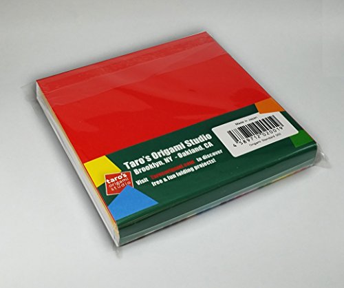 Taro's Origami Studio] Standard 6 Inch One Sided 23 Colors 300 Sheets Square Easy Fold Premium Japanese Paper for Beginner