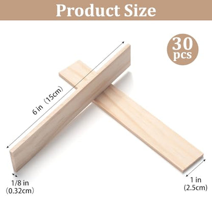Wood Strips Slats Wooden Dowels for Crafts 1 (30 Count)