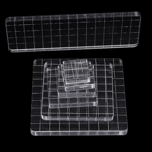 7Pcs Square Shaped Clear Acrylic Stamp Blocks Set (7 Count)