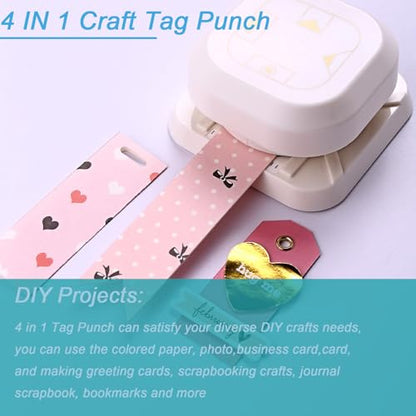 Craft Tag Punch Tag Paper Punches 4 in 1 Hole Puncher for Making Scrapbooking DIY Crafts Paper Punches