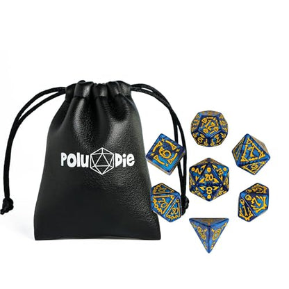7 Die DND Dice Set Scary Pattern Polyhedral Dice Set with Dice Bag (7 Count)