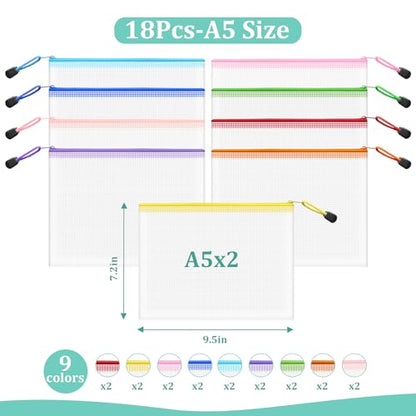 18pcs Mesh Zipper Pouch Bags Small (9 Count)