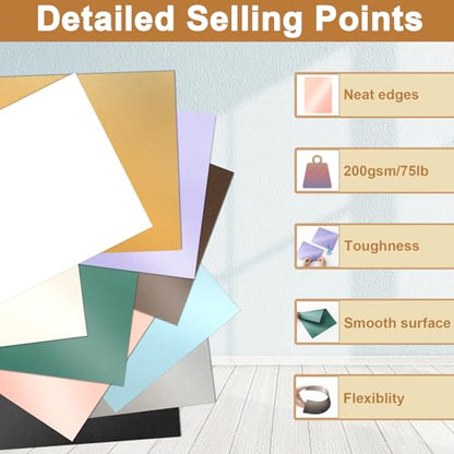 40 Sheets 10 Colors Shimmer Cardstock 8.5 x 11 Crafts Paper 75lb (40 Count)