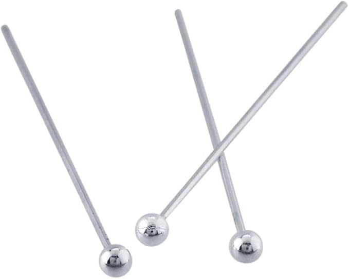 20pcs Adabele Authentic Sterling Silver Round Ball Headpin Head Pins 25mm (1 inch) Hypoallergenic for DIY Craft Jewelry Making (Wire 0.5mm/24 Gauge) SS6-25