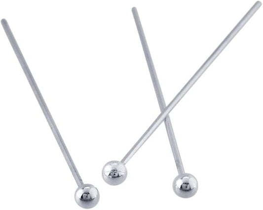 20pcs Adabele Authentic Sterling Silver Round Ball Headpin Head Pins 30mm (1.2 inch) Hypoallergenic for DIY Craft Jewelry Making (Wire 0.5mm/24 Gauge) SS6-30