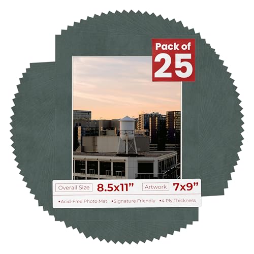 Pack of 25 Acid Free 8.5x11 Mats Bevel Cut for 7x9 Photos (25 Count)