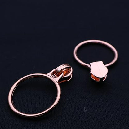 5 Rose Gold Metallic Teeth Nylon Coil Zippers by The Yard Bulk 10 Yards White Zipper Tape with 25pcs Rose Gold Ring Pull Sliders for DIY Sewing Tailor Craft Bag
