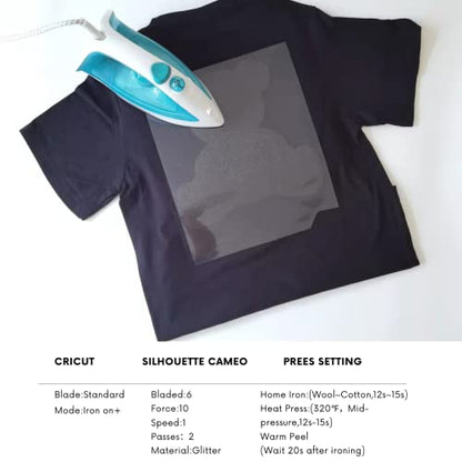 Black Glitter HTV Heat Transfer Vinyl Bundle 8 sheets