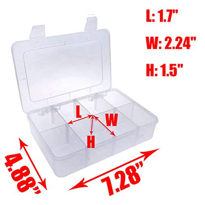 8 Bin Clear Plastic Organizer with Adjustable Dividers 7.3x4.9in