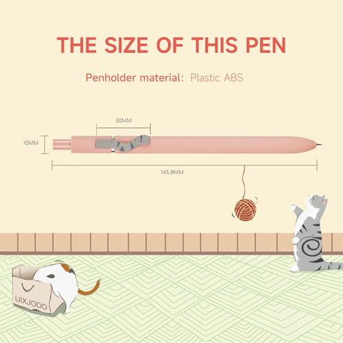 Cat Pens 4 Pcs 0.5mm Cute Kawaii Black Ink Pens Fine Point Smooth Writing Pen (4 Count)
