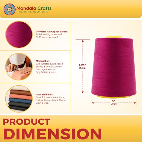 20S 2 Magenta Polyester 4 Pack of Serger Threads Cones
