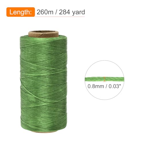 Waxed Thread 284 Yard 0.8mm 150D Flat Wax Thread Polyester Waxed String for Leather Sewing Hand Weaving Book Binding Home Decoration