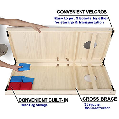 Solid Wood Classic Cornhole Set Flag Pattern Cornhole Outdoor Game