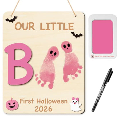 R HOSRE 3D Halloween Baby's Footprint DIY Art Craft with Ink Pad for Decor (4 Count)
