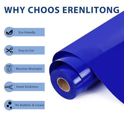 RENLITONG Royal Blue Iron on Vinyl 12Inch by 50ft Roll Heat Transfer Vinyl for T