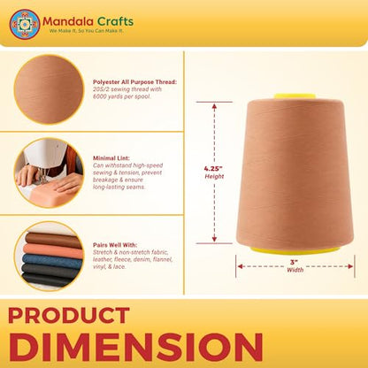 20S 2 Copper Polyester 4 Pack of Serger Threads Cones (24000 Foot)