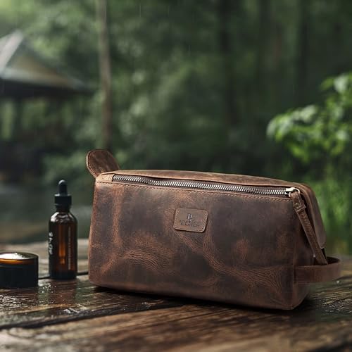Full Grain Leather Toiletry Bag for Men & Women