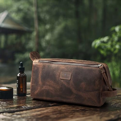 Full Grain Leather Toiletry Bag for Men & Women