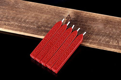 5Pcs Bright Red Sealing Wax Sticks with Wicks for Wax Seal Stamp (5 Count)